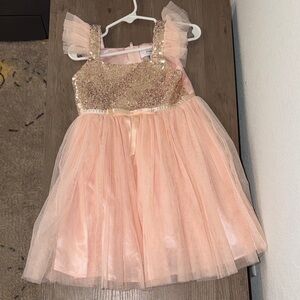 Sparkly Gold and Pink Tulle Dress